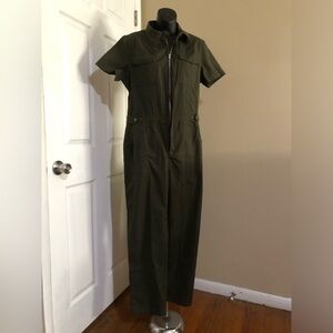 NWOT Unbranded Olive Green Collard Zip Closure Jumpsuit Regular XL